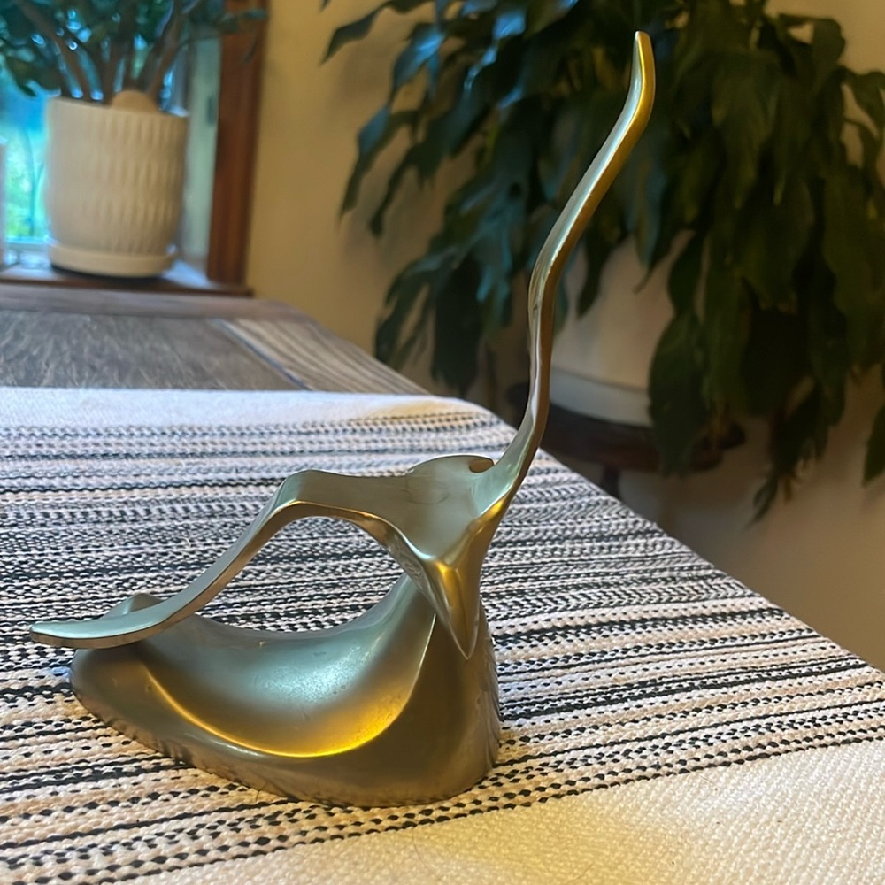 Vintage brass , mid-century modern seagull, bird book end decor accent